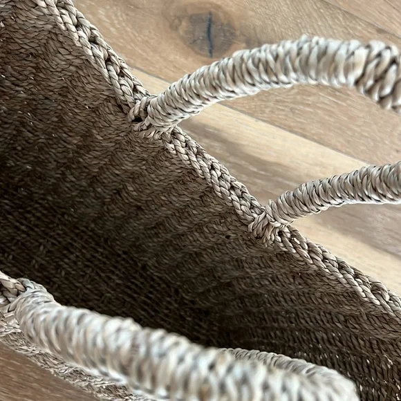 Vintage 90s Natural Woven Tote Bag - Picture 2 of 7